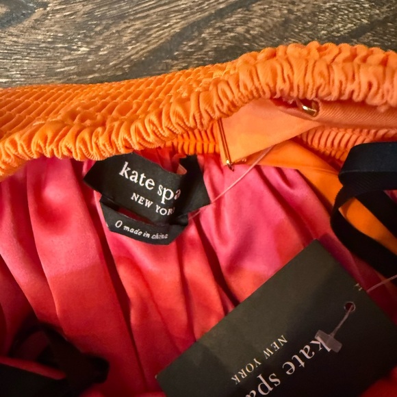 Kate Spade Twist Bodice Colorblock Dress Pink Orange 0 Strapless - Picture 9 of 11